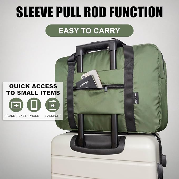 Duffle Bag for Travel Foldable Personal Item Travel Bag, 23L, Army Green | Carry On Duffel Bag Women Men Frontier Airlines Personal Item Bag Hospital Weekend Overnight Trips - Image 6