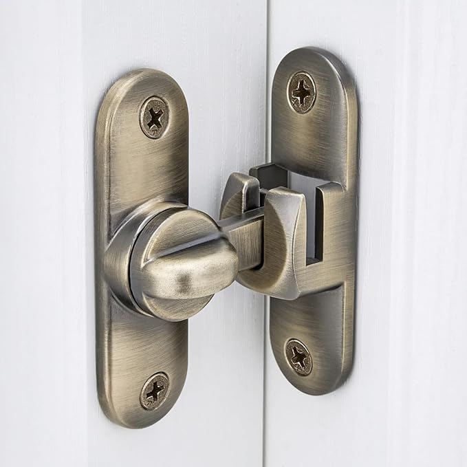 Bronze 90/180 Degree Barn Door Latches,Flip Gate Lock | Zinc Alloy Flip Gate Latches,Right Angle Door Lock,for bedroom,garage,sliding door,window,cabinet,drawer,pet enclosures - Image 3