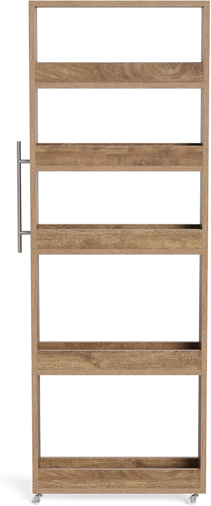 LITTLE TREE 63-Inch Slim Storage Cart on Wheels, 5-Tier Tall Narrow Mobile Shelf Organizer, Rolling Utility Cart with Metal Handle for Kitchen, Dining Room, Small Spaces, Brown - Image 10