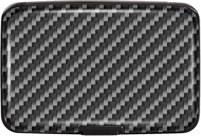 Coco Rossi Credit Card Holder RFID Aluminum Small Mini Wallet Men | Metal Wallet, Business Cards Holder, ID Case, Slim Sleeves, Mens Gift, Carry Proof Wallets for Travel, Carbon Fiber by Coco+Rossi