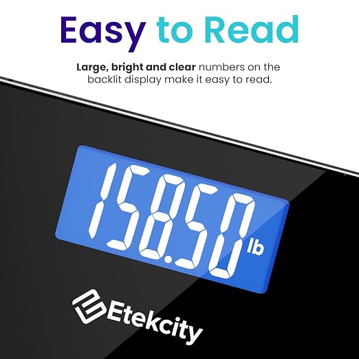 Etekcity Bathroom Scale for Body Weight, Digital, Highly Accurate, 400 lbs | Large 6mm Tempered Glass Platform, Clear LCD Display, Batteries Included, Safe Electronic Weighing for Daily Home Use - Image 3