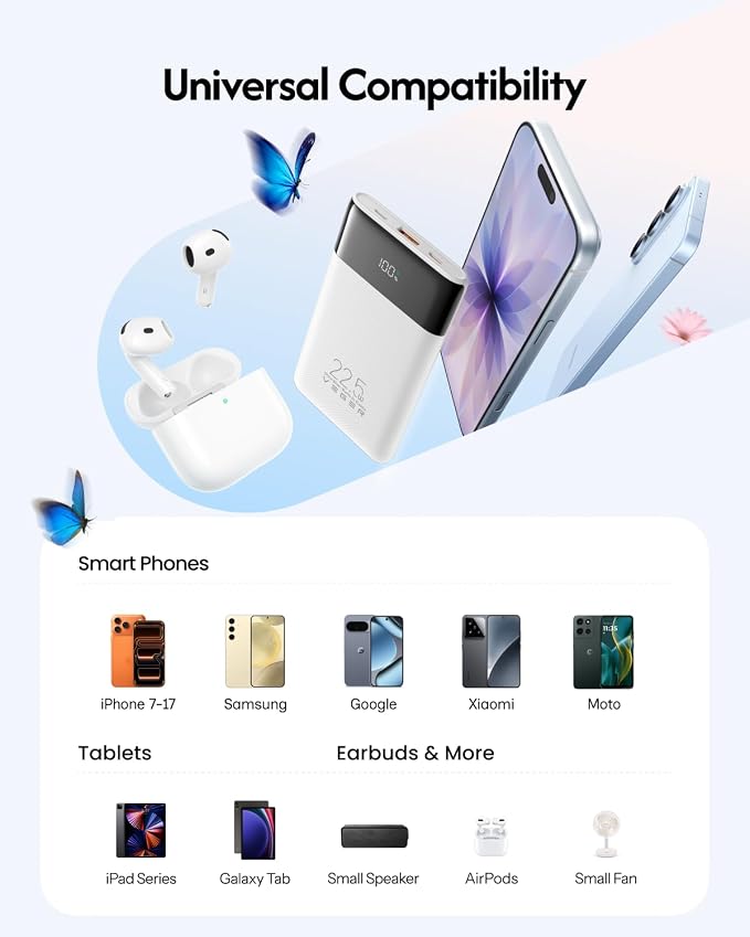 VEGER 10000mAh 22.5W Fast Charging Portable Charger with Built-in Cables | 0.4lb Slim USB C Power Bank, Small Battery Pack for iPhone 17/16/15/14/13 iPad Samsung, Flight Safe, Travel Essential, White - Image 7