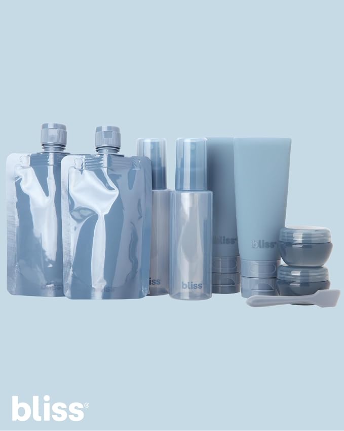 Bliss Travel Bottles Set 10 Piece TSA Approved Leak Proof Refillable | Flexible Silicone Squeeze Containers Hold Shampoo, Conditioner, Lotion & Skincare, Durable Build Makes Packing Mess-Free - Image 7