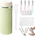 4 in 1 Travel Dispenser, Refillable Leak Proof Travel Bottle Set (Green) | 4 Pack 30ML TSA Approved Travel Toiletry Bottles with Stickers, Brush & Storage Bag for Shampoo, Lotion and Conditioner by JAIZAIWJ