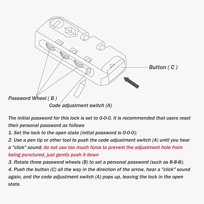 Travel Zipper TSA 007 Approved Luggage Code Lock, Backpack Anti Theft 3 Digit Combination Lock - Image 5