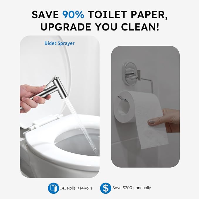 Arofa Built-in Hot and Cold Bidet Sprayer for Toilet, Hands-Free Control | Wall-Mounted Design, Dual Control Modes, Leak-Free Bidet Hose, Feminine/Baby/Pet Wash, Cloth Clean & Rinse, Stainless Steel - Image 4