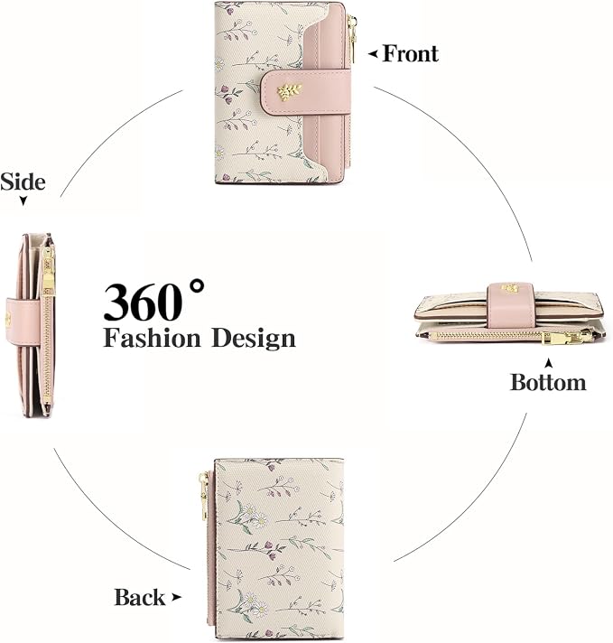 GAEKEAO Small Wallets for Women RFID Blocking Leather Bifold Zipper Pocket Wallet Credit Card Holder with ID Window - Image 4