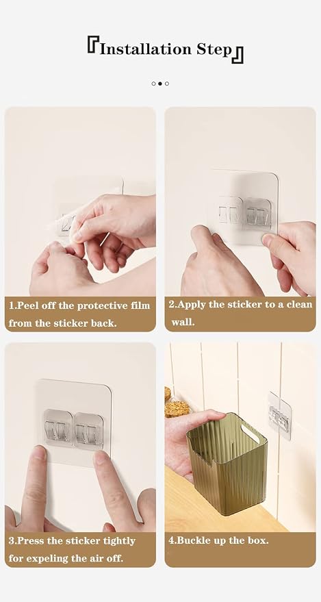 Lae Nuvole 2 Pack Adhesive Wall Storage Bins, Cabinet Door Organizer, Green | 4 Adhesive Pads, No Drill, Renter Friendly, BPA-Free PET, Stackable; for Fridge, Kitchen, Bathroom, Countertops, Pantry - Image 7