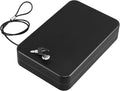 Portable Handgun Pistol Gun Safe Lock Box for Car, Travel & Home | Secures handgun storage, key-lock access, steel build, 11.4” x 7.3“ x 2.6”, for car, home, travel, gun owners by Dalmbox