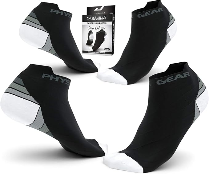 Physix Gear Short Compression Socks for Men & Women - Best Low Compression Socks Women & Men Ankle Socks with Arch Support - Image 2