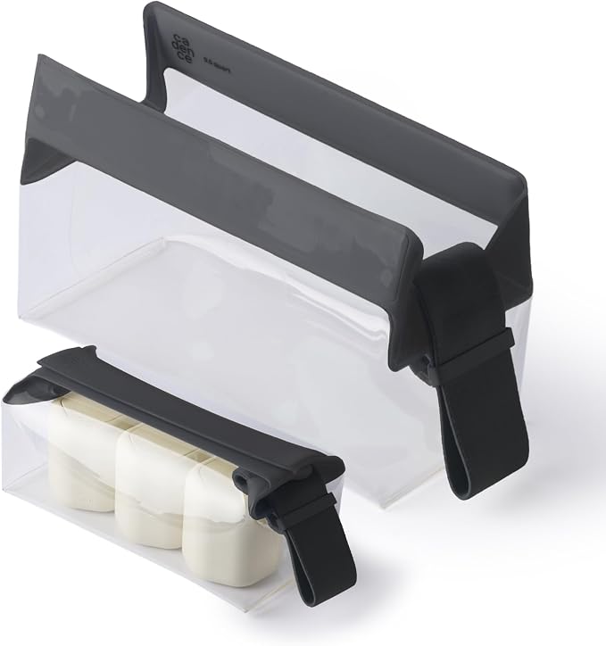Cadence Parcel - Clear Travel Kit with Zipperless Magnetic Closure - Ink, Small - Durable, Leak-Resistant and TSA Approved Toiletry Bag - Modular Organization - Recycled TPU (.5 Qt) by KeepYourCadence