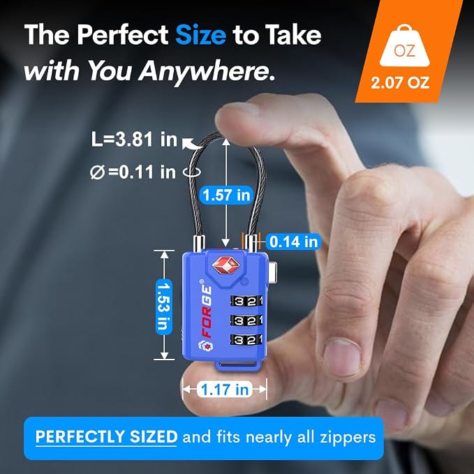 Bright Colors, TSA Approved Luggage Locks 4 Pack, Re-settable Combination with Alloy Body, Blue 4 Locks. - Image 5