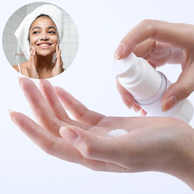 Qeuly 3 Pcs Airless Pump Bottles, 0.5 oz Travel Size Pump Bottles(SN-15) | Refillable, BPA-Free, Leek Proof Lotion Dispensers for Foundation, Moisturizer, Creams, Cosmetic - Image 3