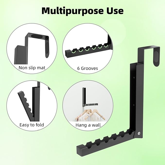 Over the Door Hook, Door Hooks for Hanging Towels, Bags,Coats,Umbrellas, Mirrors, Over Door Dual-Hook, Suitable for Bathrooms, Bedrooms, Laundry Rooms, Kitchens, Storage Rooms (Black-4-BK) - Image 3