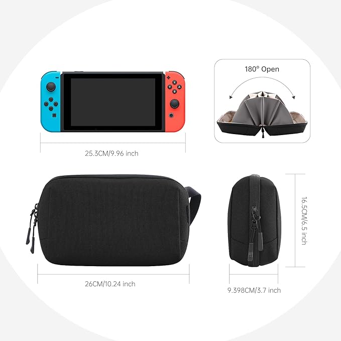 simtoper Electronic Organizer Travel Case Bag for Cables, Switch, SD card, Passport and More – Ultimate Protection & Portability Waterproof (Black) - Image 2