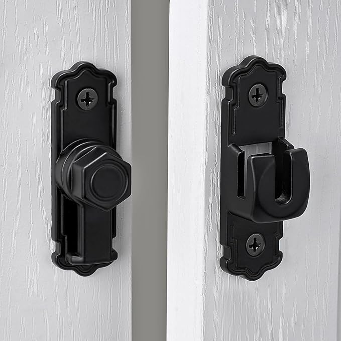 3 Packs Black Aluminum Alloy 90/180 Degree Gate Lock,Barn Door Latches | Flip Gate Latches,Right Angle Door Lock Latch,Sliding Door Latches,for bedroom,garage,window,pet enclosures,drawer,cabinet - Image 6