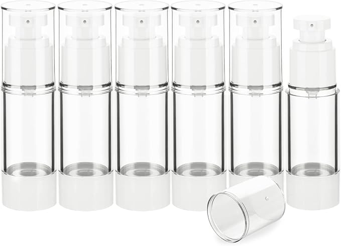 1OZ/30ML Clear Airless Pump Bottles, Lotion Dispenser Travel with Pump, Vacuum Plastic Travel Size Lotion Bottle for Foundation, Creams, Cosmetic(6 Pack) by Weareyourgoodpartners
