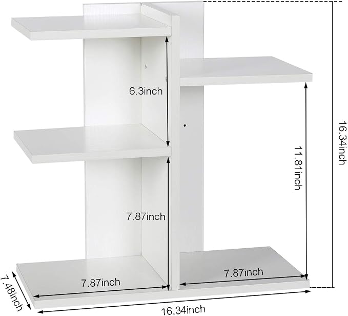 Wood Desktop Shelf Small Bookshelf Desk Supplies Organizers and Accessories Storage Display Rack Office Decor for Women, White - Image 3
