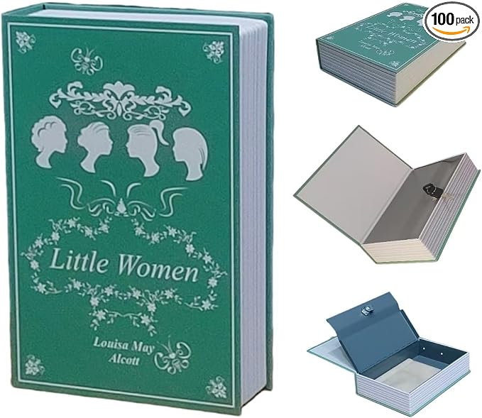 Book Safe with Key Lock - Hidden Compartment Security Box for Cash, Jewelry & Passports | Portable Steel Lockbox for Home, Office, Travel | 9.5"x6.2"x2.2" | Cosmetic Bag Included(The Little Women) by Misslanonly