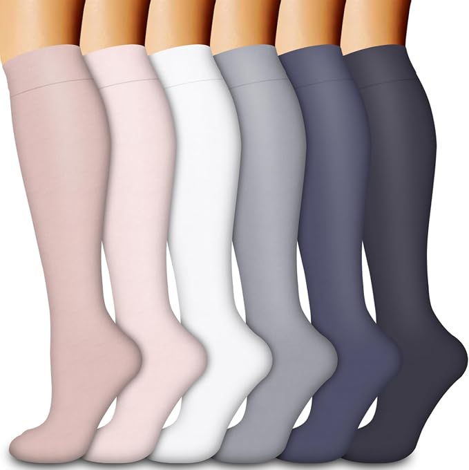Compression Socks for Women & Men Circulation (6 Pairs) 15-20 mmHg is Best Support for Athletic Running,Nurse by Bluemaple