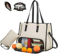 2 in 1 Tote Bag Lunch Bag Combo,Lunch Tote Bag for Women, Large Convertible Laptop Work Handbag for Women (Black and White) by Unknown