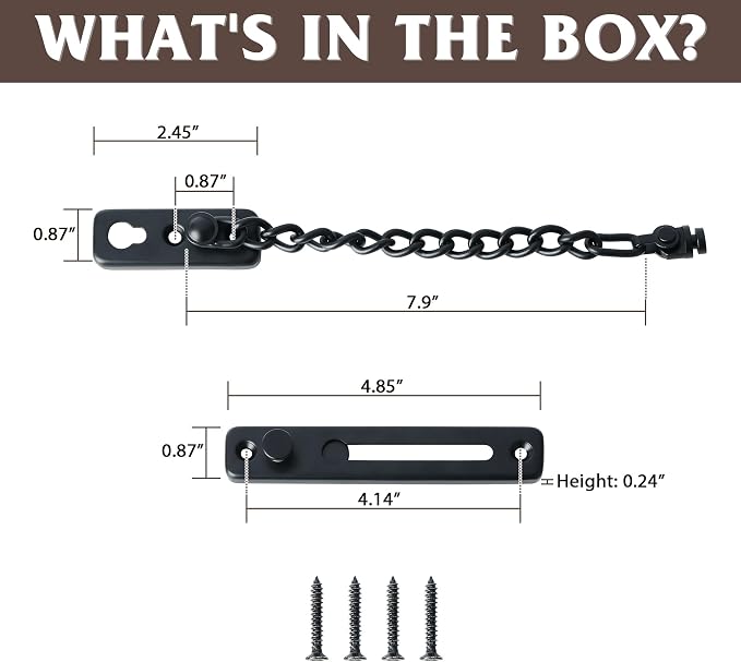 Alise Door Chain Lock Black,Door Lock Latch Chain Lock for Inside Doors | Stainless Steel,Door Chain Lock Guard with Spring Anti-Theft Press Button,Safety Chain Door Latch for Front Door - Image 3