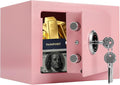 Small Safe Box for Home,Wall Safes 0.23 Cubic Feet, Heavy Duty Steel Safety Lock Box with 3 Keys for Money, Passort, Jewelry 9.06"x 6.69"x 6.69" Pink by Crinwaki