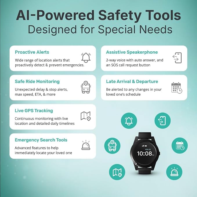 AngelSense GPS Watch for Teens & Elderly - Autism, Special Needs, Dementia | App with Real-Time GPS, 2-Way Voice, SOS Button, First Responder Alerts, AI Risk Alerts, Safe Ride Monitoring, Fall Detection - Image 8