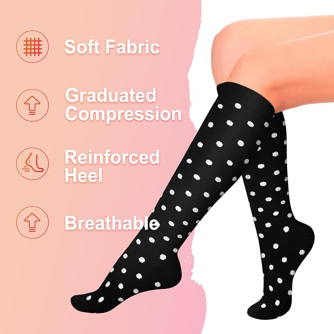 4 Pairs Compression Socks for Women Circulation-Best Support for Nurses,Running,Athletic,Travel - Image 5