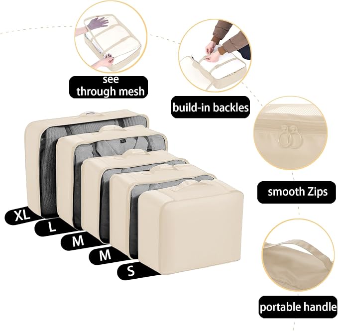 9 set Packing Cubes for Travel,Effortless Organization Cube for Quick Packing& Unpacking, Travel Must Have Suitcase Organizer Essentials for any Journey,Cruise,Camping,hiking,Vacation,Business trip - Image 4