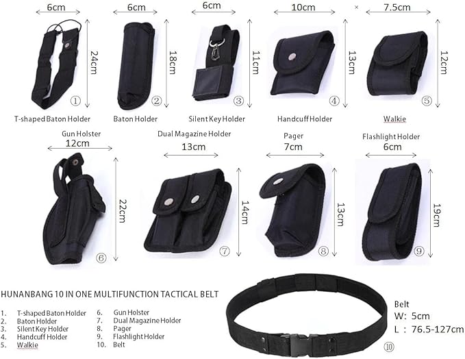 10 in 1 Duty Belt Black Law Enforcement Tactical Equipment System Set 10 pcs - Image 2