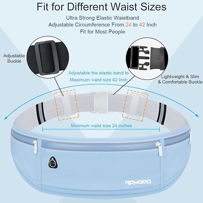 Fanny Pack for Men, Slim Running Belts Waist Pack for Women, Blue | Water Resistant Runner Belt, No Bounce & Lightweight, Running Waist Belt for Phone Card Key, Phone Holder for Jogging Workout - Image 2
