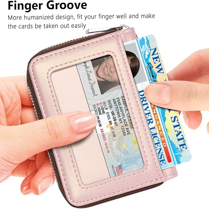 FurArt Zipper Wallet Women RFID Credit Card Holder keychain Wallet | ID Window RFID Blocking Compact Small business 15/16 slots - Image 2