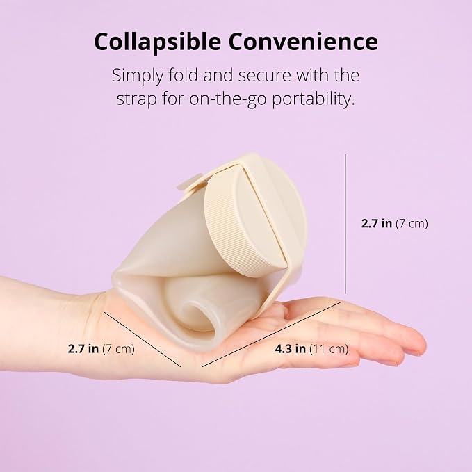 BLUE GINKGO Collapsible Water Bottle – Lightweight, Foldable Silicone Bottle for Travel, Hiking, and Camping (16.9oz, Made in Korea, Sand Beige) - Image 3