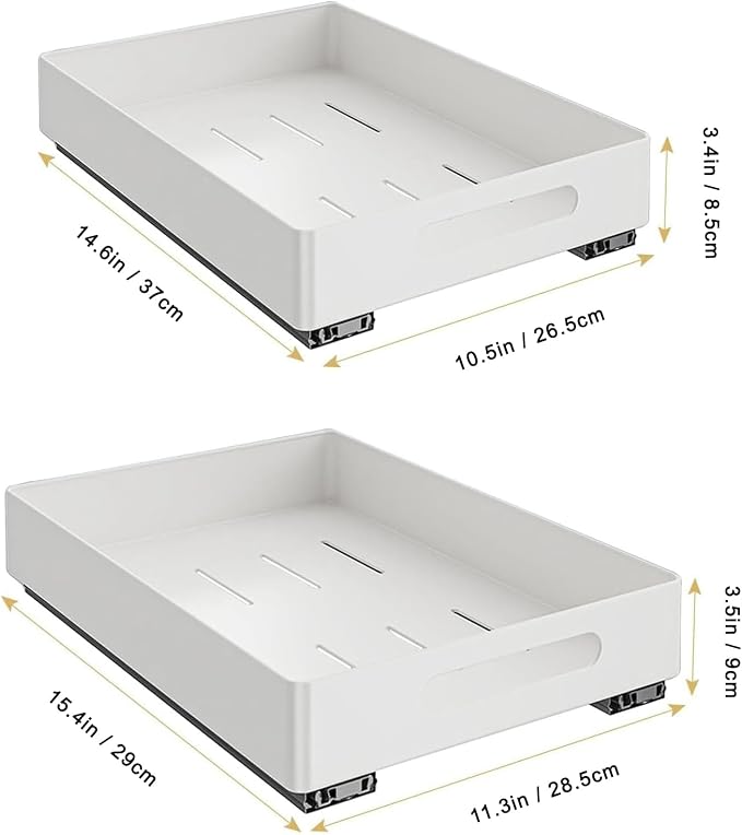 2 Pack Pull Out Cabinet Organizer, Adhesive Slide Out Drawer for Cabinets, Peel and Stick Pull Out Drawer Shelves, Multifunctional Drawer Organizers for Kitchen,Bathroom, Bedroom (White) - Image 4