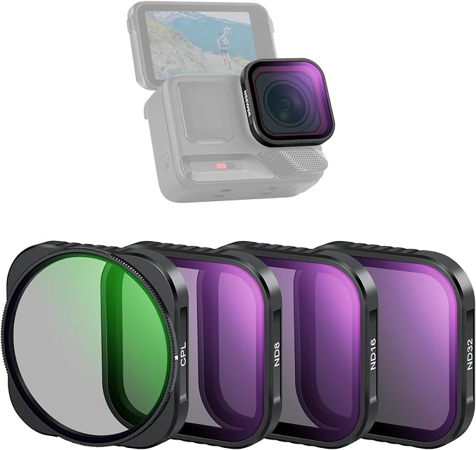NEEWER 4 Pack ND Lens Filter Set Compatible with Insta360 Ace Pro/Ace Pro 2, Adjustable CPL + ND8 + ND16 + ND32, NOT Compatible with Updated Version Redesigned Round Octagonal Lens Guard, FL-C30 by Neewer
