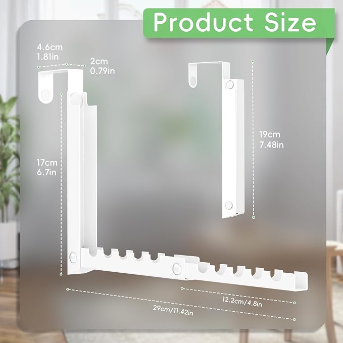 Foldable Over the Door Hooks, Over the Door Hanger for Space Saving | Heavy-duty and Portable, Suit Door Up to 1 3/4" Thick with 10 Slots for Hanging Clothes, Perfect for Small Dorm and Bedroom - Image 5