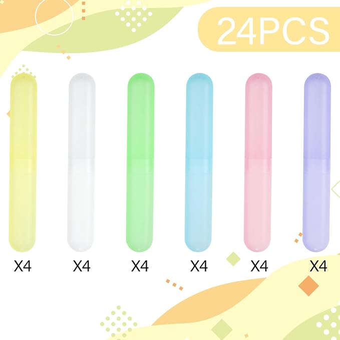 choyaxo 24pcs Portable Toothbrush Holders Travel Toothbrush Case Lightweight Plastic Toothbrush Container for Daily Camping Business Trip (24, 6 color) - Image 2