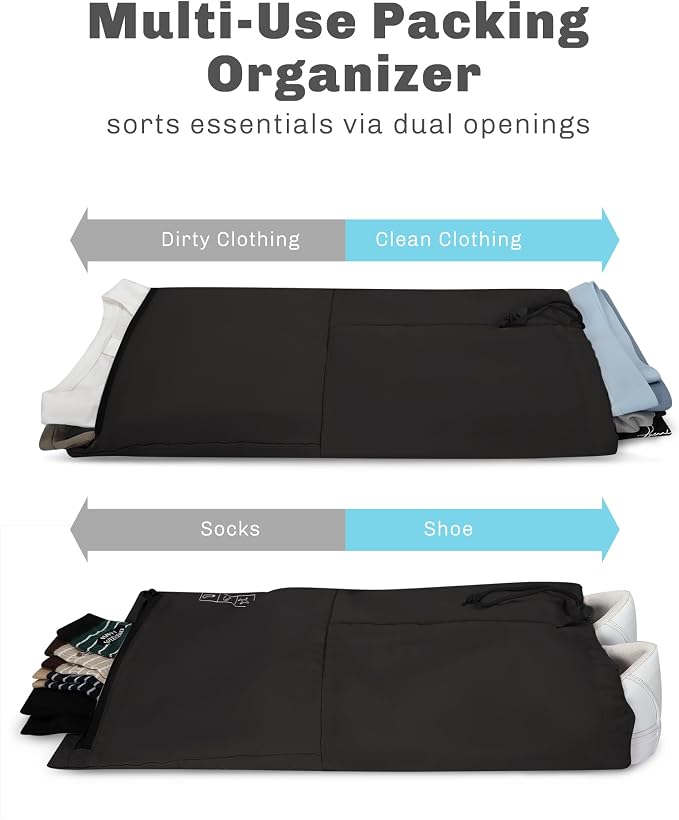 6 Set/ 4 Set/ 2 Set Compression Packing Cubes Travel Essentials Lightweight Nylon Luggage Suitcase Organizer Bag Black 4PCS - Image 4