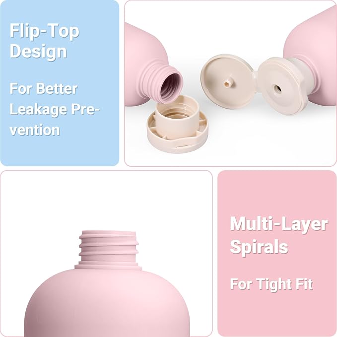 ASEVAT 8.8oz 4pack Refillable Travel Shampoo and Conditioner Bottles, Travel Size containers, Travel Bottle for toiletries, Squeeze Bottles with Flip Cap, Empty Plastic Leak Proof Travel Bottles - Image 6