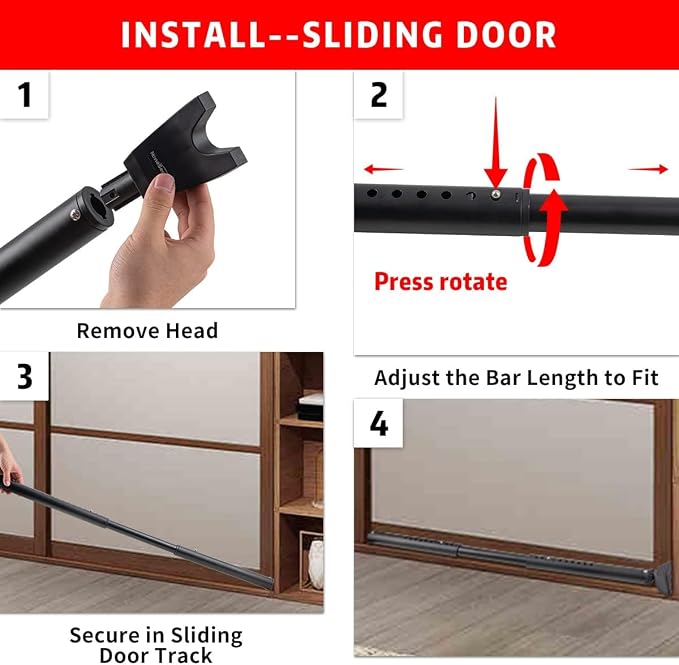 Door Security Bar Adjustable Door Jammer Door Stopper | Sliding Door Security Bar Barricad 2 in 1 Heavy Duty Window Security for Home Patio Door Apartment Travel Hotel Dorm - Image 8