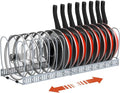 Housolution Pot and Pan Lid Organizer Holder Storage Rack, Grey | 12"-23" Expandable, 14 Adjustable Dividers, Sturdy Metal Construction, Easy Assembly by Housolution
