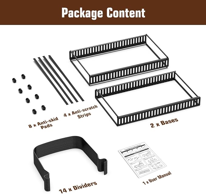 Housolution Cutting Board and Baking Tray Cookie Sheet Organizer, Black | 12"-23" Expandable, 14 Adjustable Dividers, Sturdy Metal Construction, Easy Assembly - Image 7