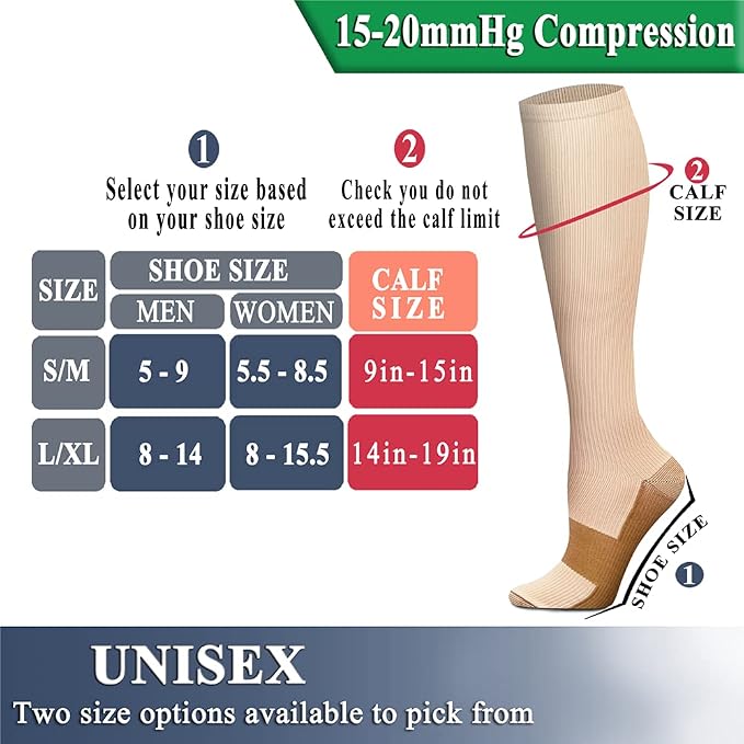 QUXIANG Copper Compression Socks for Women & Men Circulation (8 Pairs) - Best for Running Athletic Cycling - 15-20 mmHg - Image 6