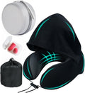 Travel Neck Pillow with Extra Large Hood Rollable Airplane Hooded Neck Pillow with Memory Foam Filling and Removable, Skin-Friendly Cover with Carrying Case & Pouch (Velvet) by ILYISFMTY