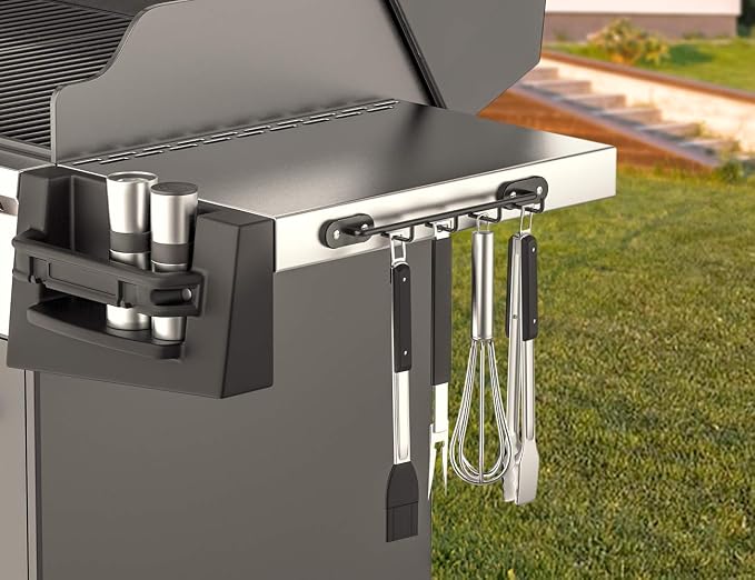 Skyflame Magnetic BBQ Tool Rack, 12" Long | Universal Metal Fridge Organizer, Grill Cutlery Holder Towel Hanger, 4 Hooks Storage - Image 6