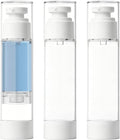 Clear Airless Pump Bottles, Vacuum Travel Cosmetic Containers | 3.4OZ/100ML 3Pack Lotion Dispenser Pump Bottles; For Cream, Foundation & Skincare Cosmetics; With Labels & Wooden Sticks by GIVITASOT