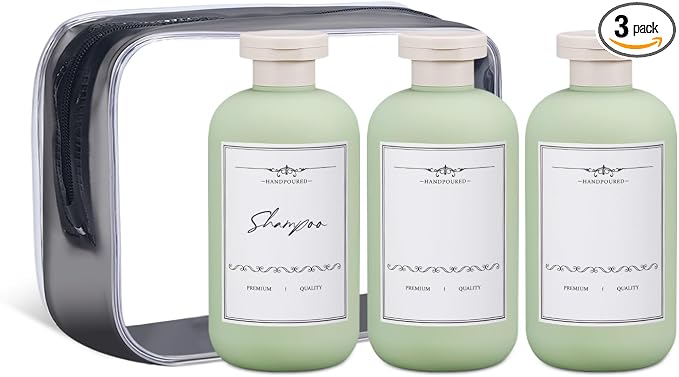 ASEVAT 6.7 oz Empty Squeeze Bottles for Shampoo, Travel Containers for Toiletries, Leak Proof Plastic Bottles with Caps, Refillable for Lotion, Cream and Liquids (3Pcs) by ASEVAT
