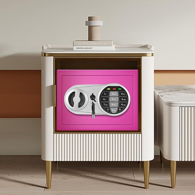 Pink Safe Box with Sensor Light, Electronic Digital Keypad, Steel Construction, Hidden, Small Safe for Office, Home, Hotel - Image 7