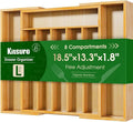 Kitsure Silverware Organizer, Bamboo Kitchen Drawer Tray, Natural, Large | Expandable Drawer Kitchen Organizer, Cooking Utensils & Cutlery, Sturdy & Thickened Design, Storage Solution by Kitsure